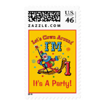 Clown Around 1st Birthday Custom Postage