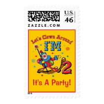 Clown Around 2nd Birthday Custom Postage