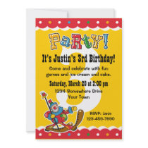 Clown Around 3rd Birthday Party Invitations