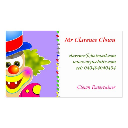Clown Business Card Template (front side)