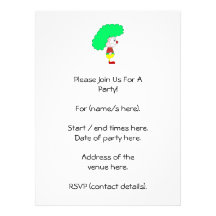 Clown Cartoon. Yellow, red and green. Invitation