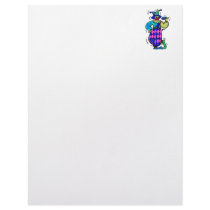Clown eating blue burger letterhead design