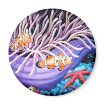 Clown Fish & Anemone Art Refrigerator Magnet