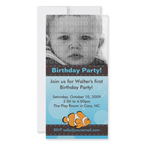 Clown Fish Birthday Party Photo Card photocard