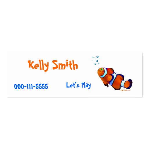 Clown Fish Childrens Calling Card Business Card (front side)