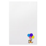Clown floating under balloons personalized stationery
