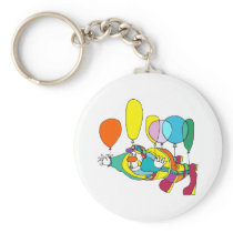 Clown flying by balloon key chain