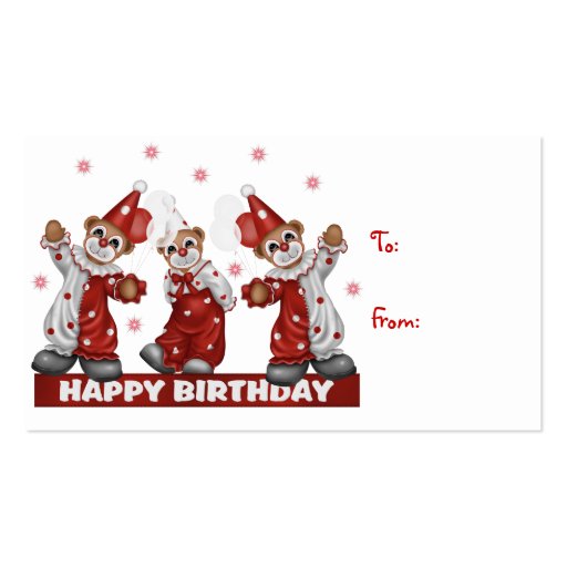 Clown Gift Tag Happy Birthday Business Card Template