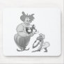 Clown in love with monkey in dress mouse pads