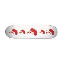 Clown in Red and White. Cartoon. Skate Board