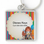 Clown Kids Name Tag Keychain