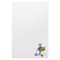 Clown on scooter personalized stationery