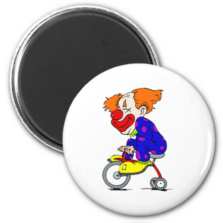 Clown on tricycle magnet