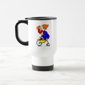 Clown on tricycle coffee mugs