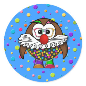 clown owl classic round sticker