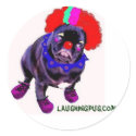 Clown Pug Sticker by LaughingPug Clown Pug Sticker