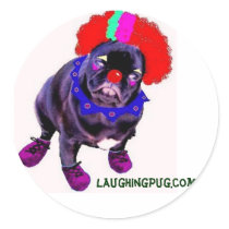 Clown Pug Sticker by LaughingPug Clown Pug Sticker