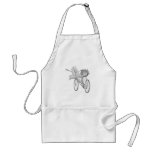 Clown riding bike backwards aprons
