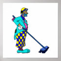 Clown sweeping