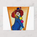 Clown with kitty post card