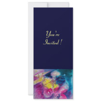 CLOWN WITH OWL AND VIOLIN ,yellow, pink blue invitations