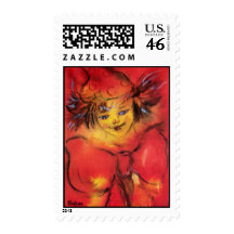 CLOWN WITH RED RIBBON STAMP