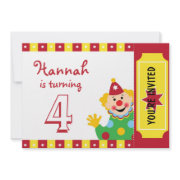 Clown with Stars Birthday Party Invitations invitation