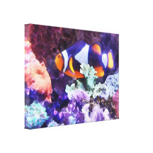 Clownfish and Coral Stretched Canvas Print