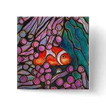 Clownfish Sea Anemone "Stained Glass" design! Pins