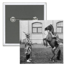 Clowning Around on a Horse, 1915 Pin