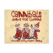 Clowns and Cannibals postcards by SillyShirts Clowns and Cannibals postcards