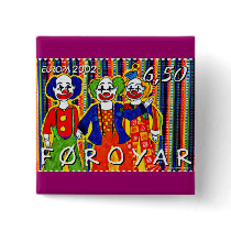 Clowns Stamp Faroe Islands Denmark Pin