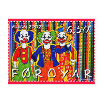 Clowns Stamp Faroe Islands Denmark Postcard