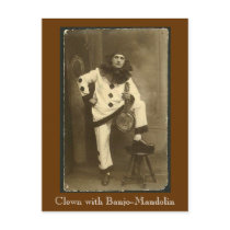 clownwbanjomando, Clown with Banjo-Mandolin postcards