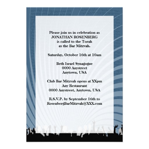 Club Bar Mitzvah in Blue Custom Announcement
