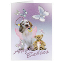Clumber Spaniel Angel Baby Cards