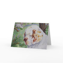Clumber Spaniel - Spring Woodland - card