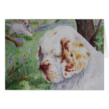 Clumber Spaniel - Spring Woodland - card