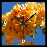 Cluster of Golden Bougainvillea Wall Clock