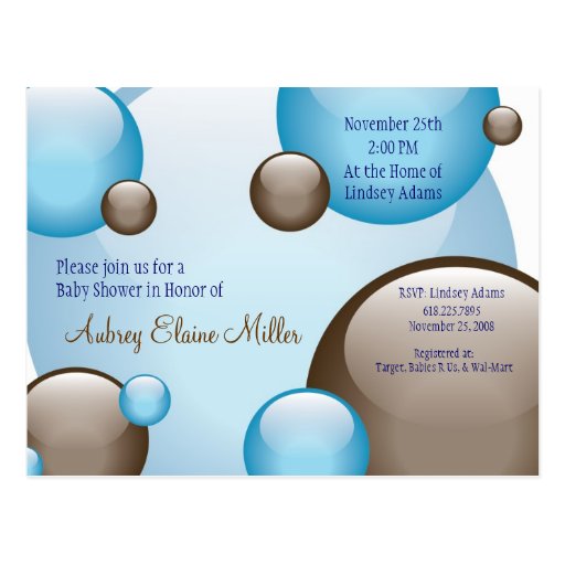 Clustered Blue & Brown Bubble Invitation Post Card