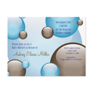 Clustered Blue & Brown Bubble Invitation postcard