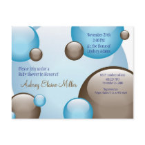 Clustered Blue & Brown Bubble Invitation postcards by thebabystore Clustered Blue & Brown Bubble Invitation postcards