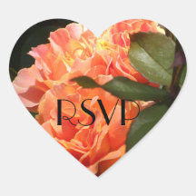 Clustered Coral Roses Heart Stickers