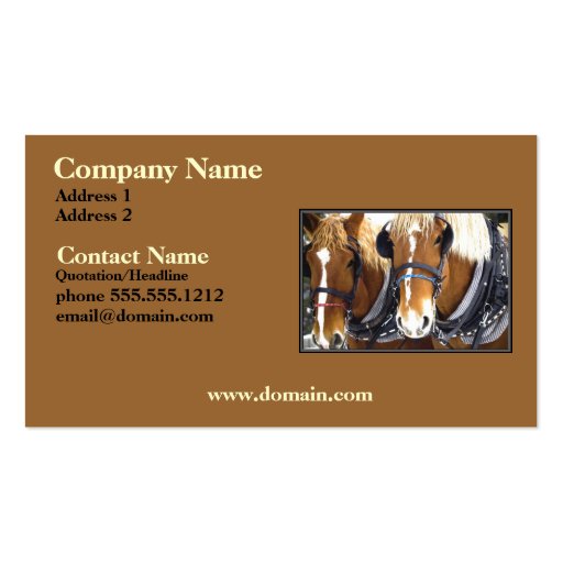 Clydesdale Draft Horse Business Card (front side)