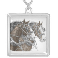 Clydesdale Draft Horse Team necklace