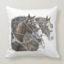 Clydesdale Draft Horse Team Pillow