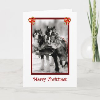 Merry Christmas Clydesdale Draft Horse Card