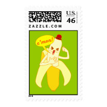 C'mon Banana Stripper Doodle Art Postage stamps