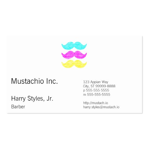 CMY Mustaches (letterpress style) Business Card