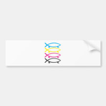 cmyk darwin fishes bumper sticker